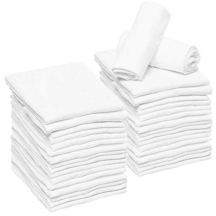 White Baby Cloth Diapers Reusable 100% Cotton (24 x 24 inches) for wholesale on Faire8