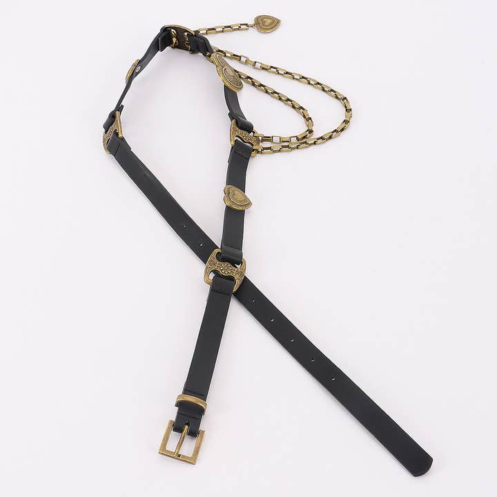 3AM BY H&D ACCESSORIES - Wholesale Belt - Women's - Faux Leather Multi Metal Belt3