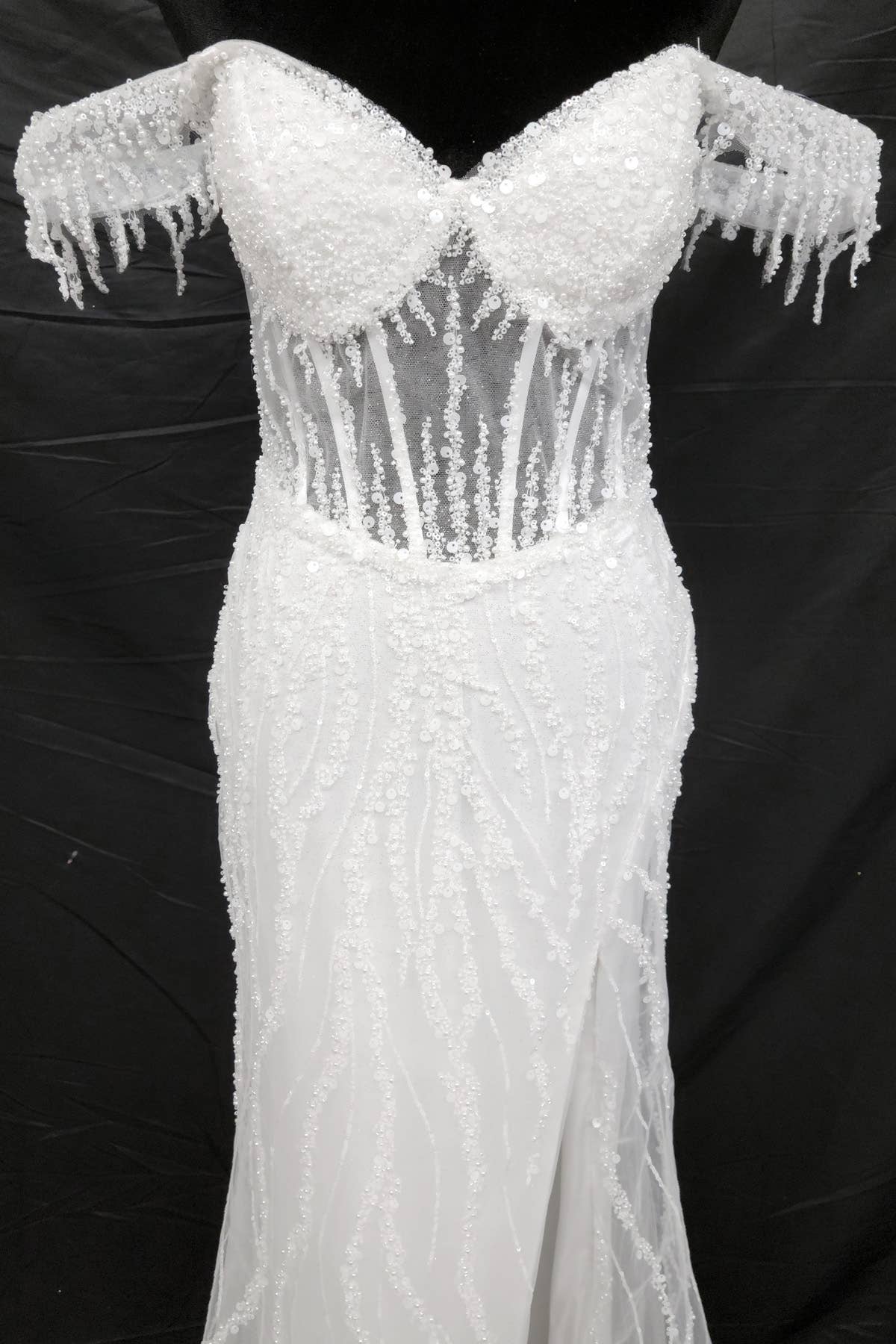 Chicas - Wholesale Gown - Women's - Off the Shoulder Sequin and Bead Long Dress C33142