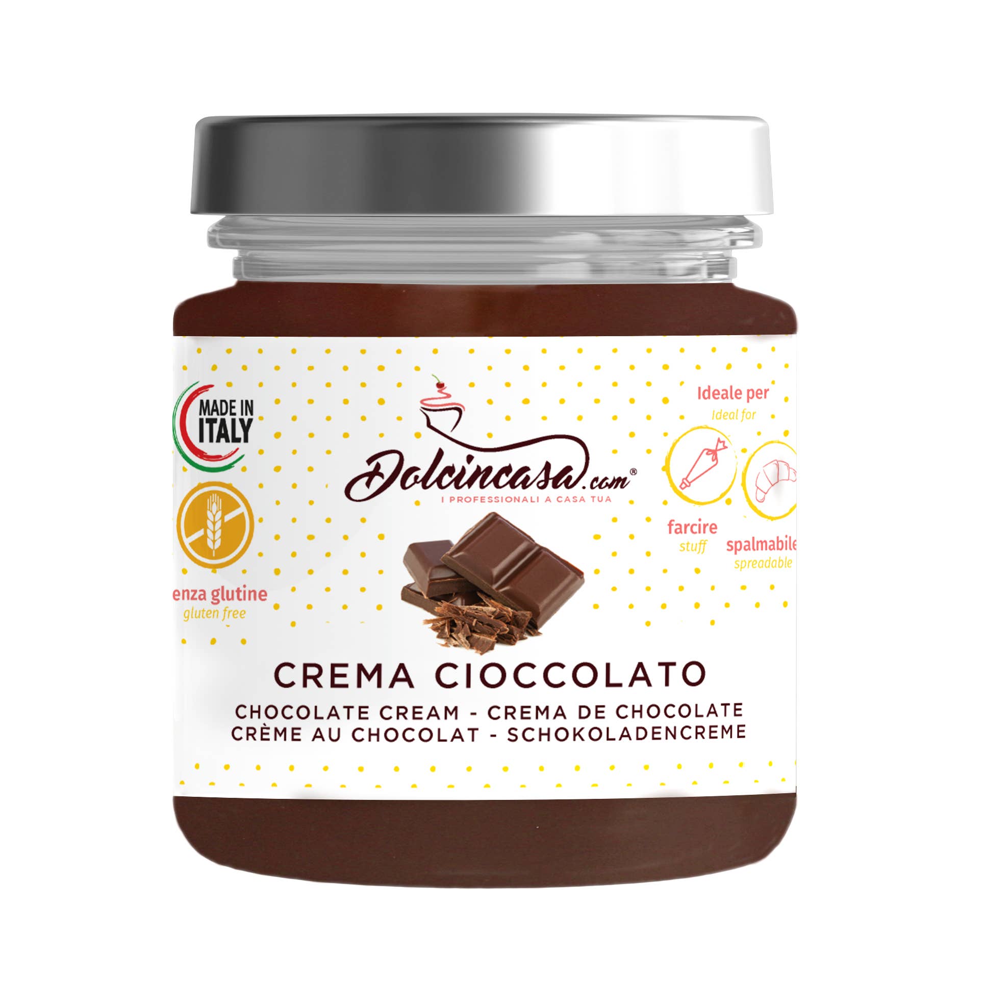 Dolcincasa.com - Wholesale Chocolate - SPREADABLE AND GLUTEN-FREE CHOCOLATE CREAM 200G
