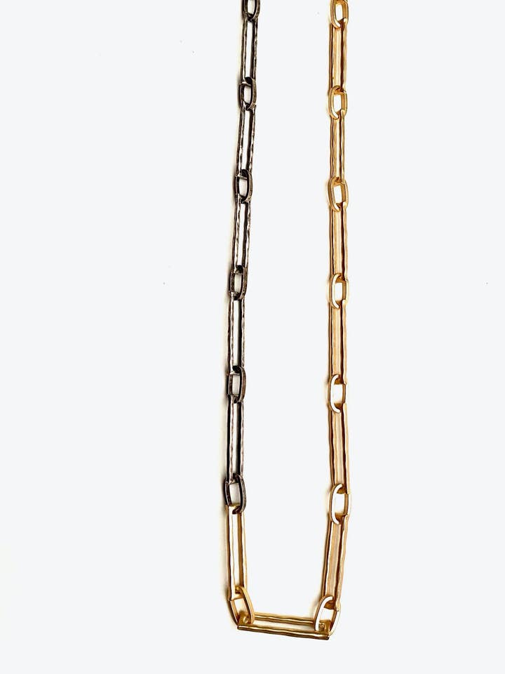 Fall-L - colar de corrente clipe de papel martelado por atacado de LJ Sonder