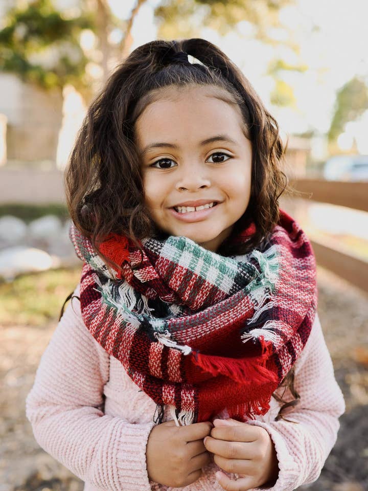 Kids - Classic Plaid Blanket Scarf for wholesale by Leto Accessories