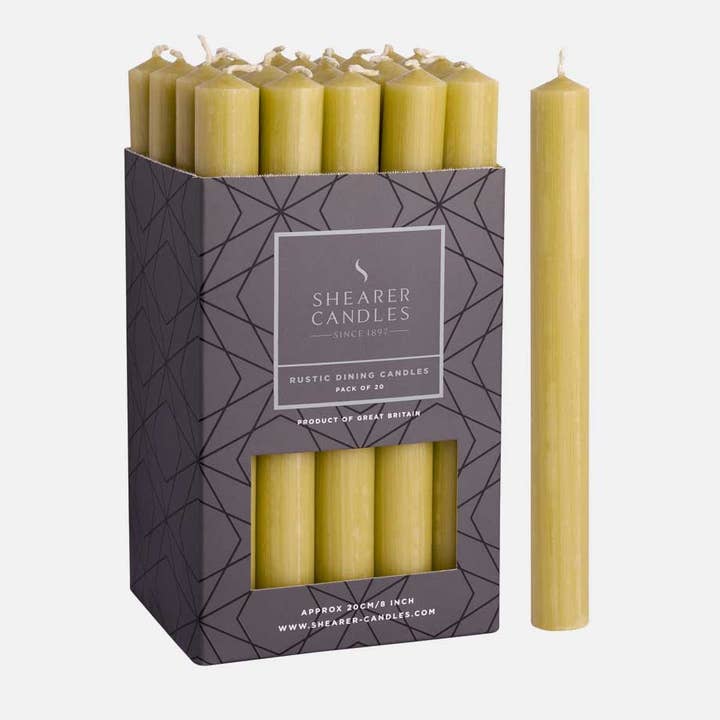 Shearer Candles - Vendita all'ingrosso Candele cilindriche/candelieri - 20 candele da tavola Olive da 20,3 cm