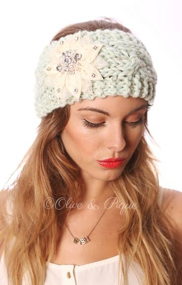 Olive & Pique – Engroshandel Pandebånd - Dame – Floral BejewelBling Glitz Knit Metallic-Lurex hovedindpakning11