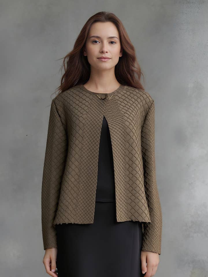 Pleating Jacket- Waffle Weave (Khaki) for wholesale by Ellyndale