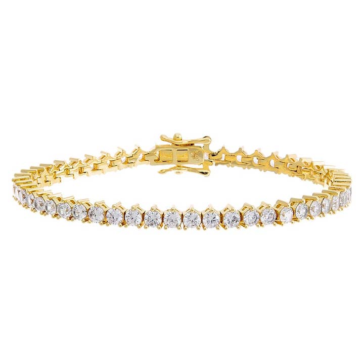By Adina Eden - Wholesale Tennis Bracelet - Thin Three Prong Tennis Bracelet