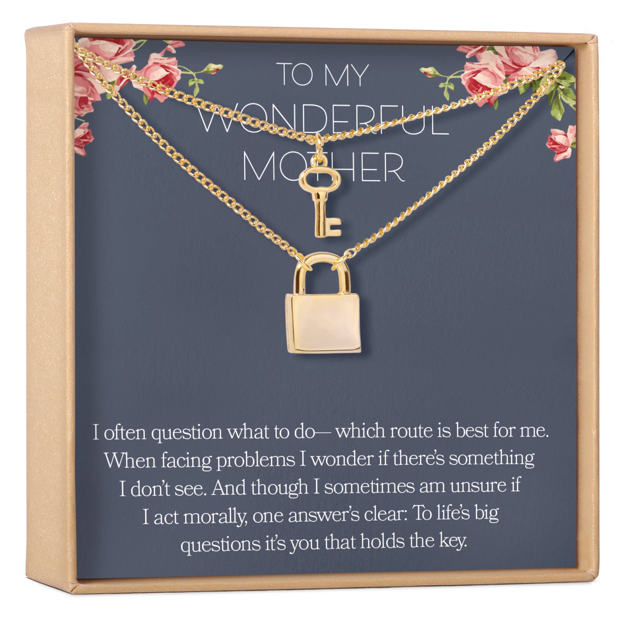 Gold Mother's Day Lock & Key Necklace for wholesale on Faire0