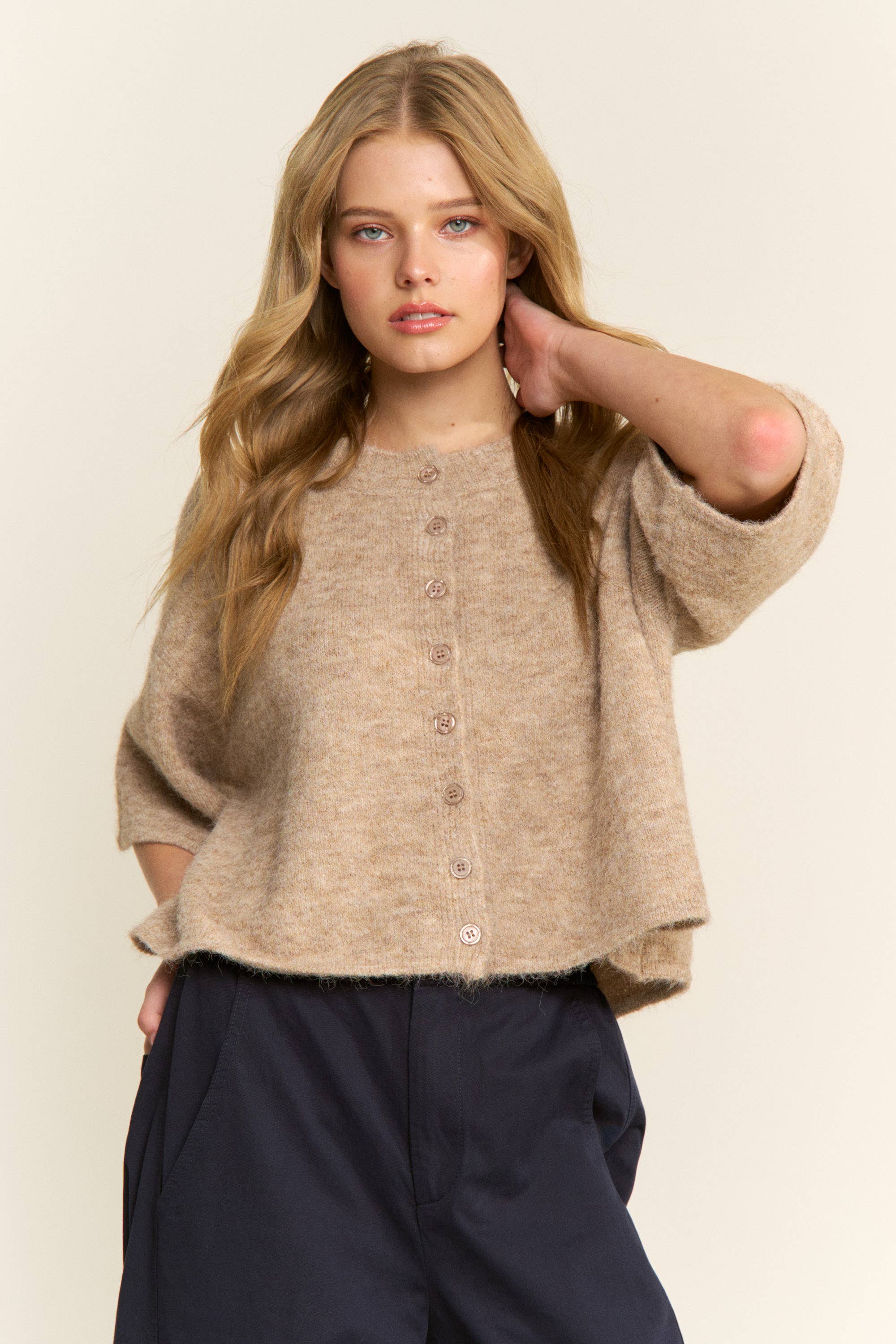 CANDESCENT - Wholesale Cardigan - Women's - Cropped Boxy Soft Knit Cardigan - LOU CARDIGAN29