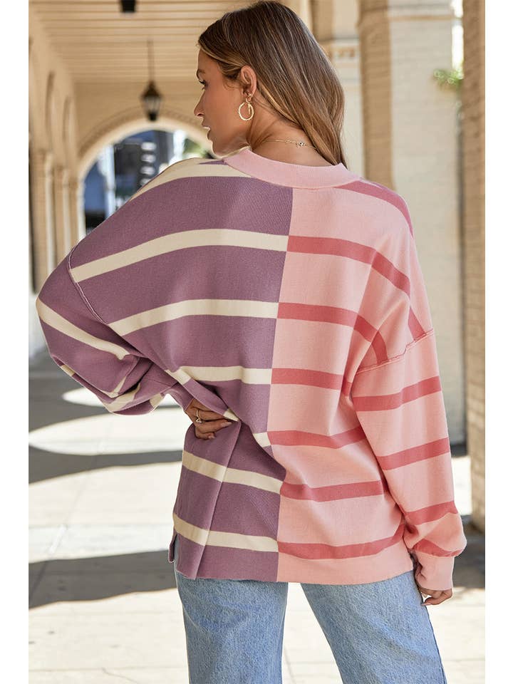 Lovesoft - Wholesale Tunic Sweater - Women's - Light French Beige Colorblock Oversized Sweater3