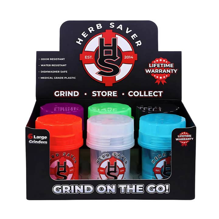 Grand broyeur à herbes Saver 2,4" x 3,8" (présentoir de 6 pièces) pour la vente par HerbSaver