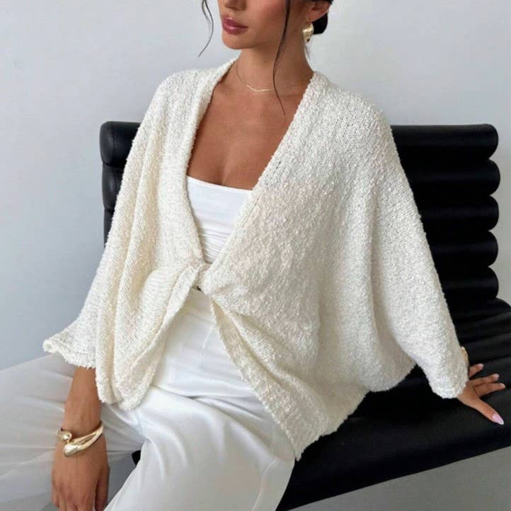 HIDDENBRAND - Wholesale Cardigan - Women's - Cozy V-Neck Crossover Knit Cardigan Top4
