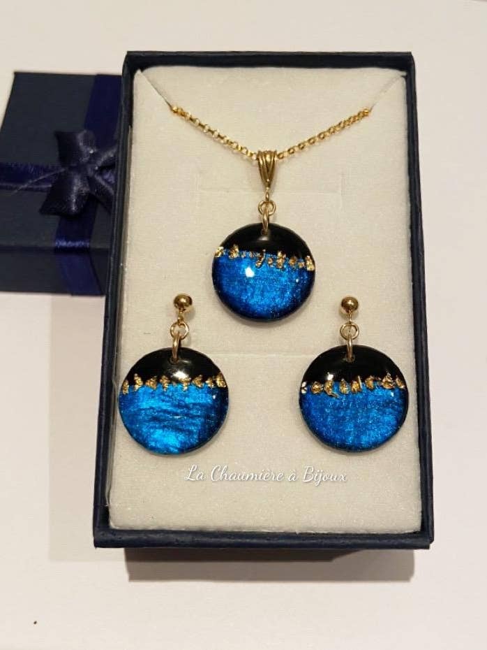 “Royal Snowflake” gold-filled blue set for wholesale by La Chaumière à Bijoux