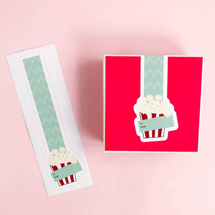 Label Circus - Wholesale Gift Tag Label - Popcorn Gift Sticker - 12 Units