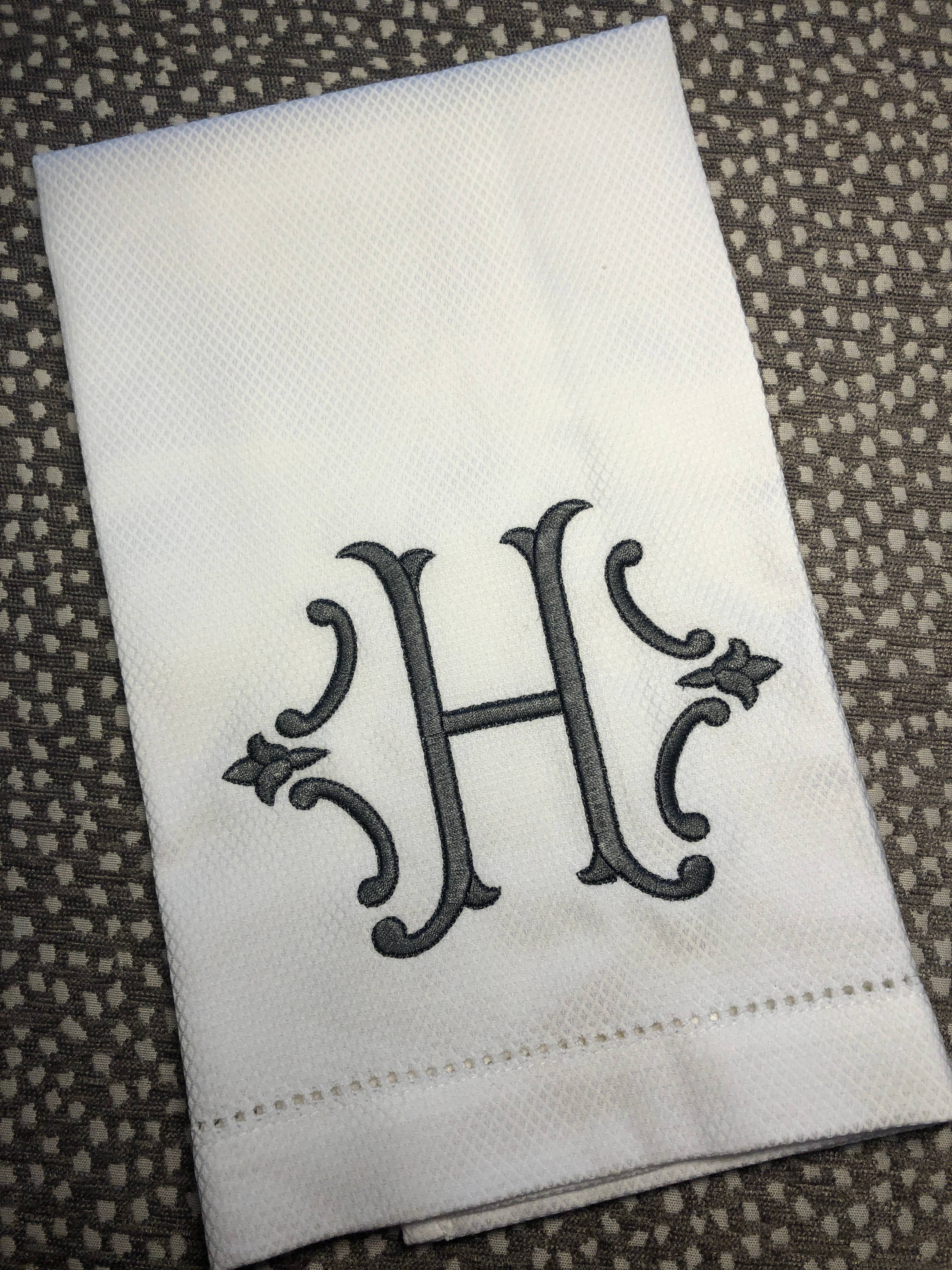Oh Happy Day Shoppe - Wholesale Tea Towel - Single Initial Romanesque Huck Towel - Top 180