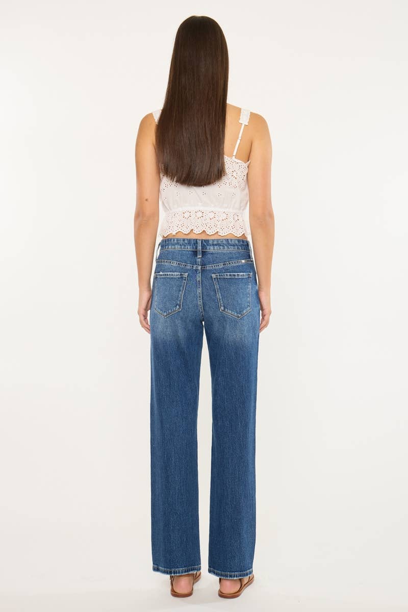 DONKER HOGE TAILLE RECHTE JEANS-KC2177D voor groothandel op Faire8