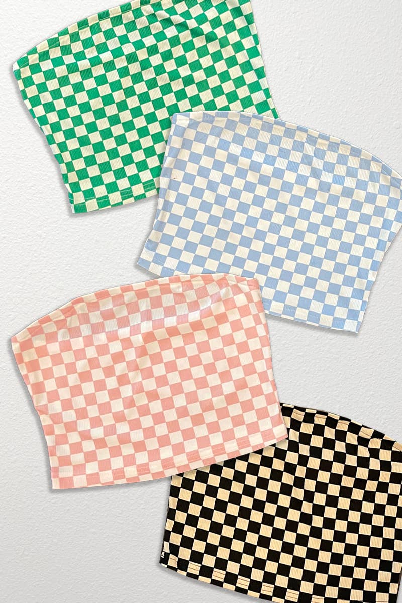 Miss Sparkling – Großhandel Strickoberteil – Damen – Kariertes Röhrentop aus Rippstrick3