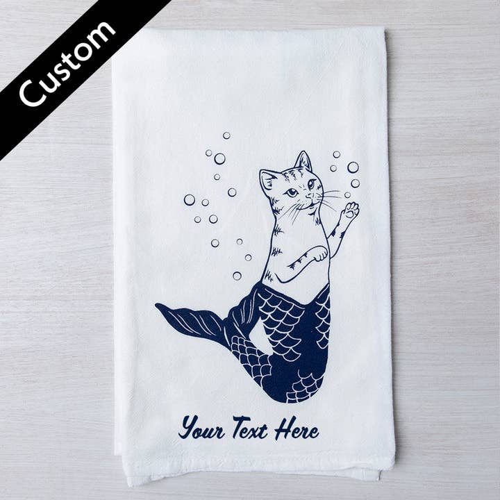Customizable Tea Towel | Purrmaid | Name Drop | Souvenir for wholesale by Counter Couture