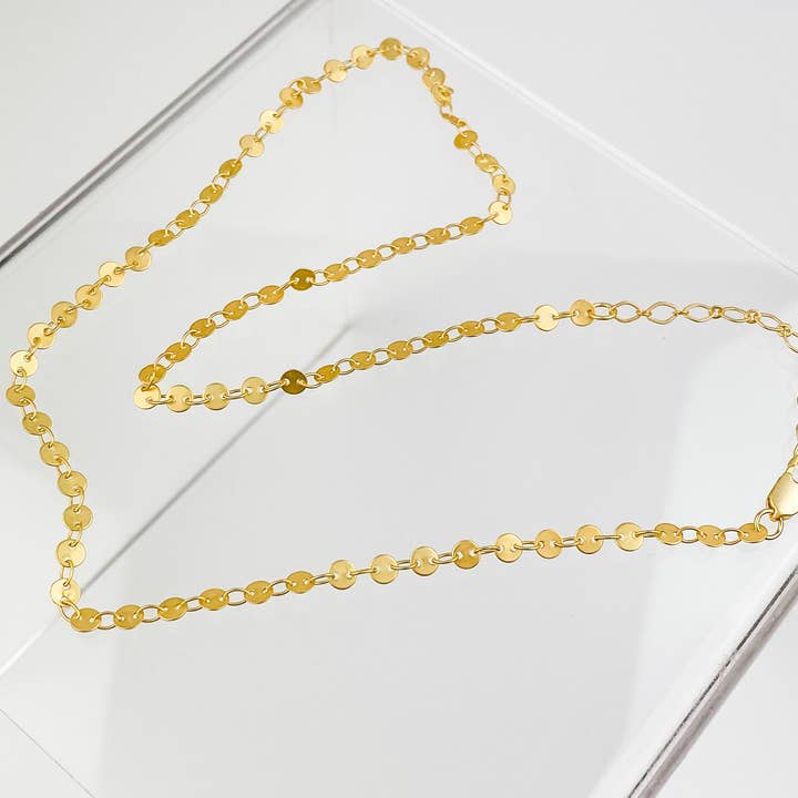 Light Shine - Wholesale Link & Chain Necklace - Paperclip Layering Necklace | Gold Plated Disc, Dainty Chain2