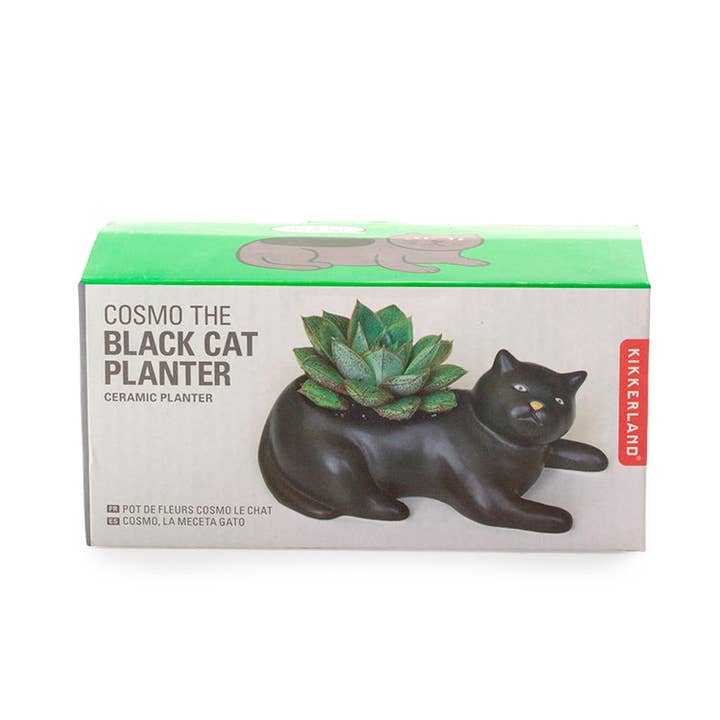 Kikkerland Design Inc - Wholesale Plant Pot - Cosmo The Black Cat Planter