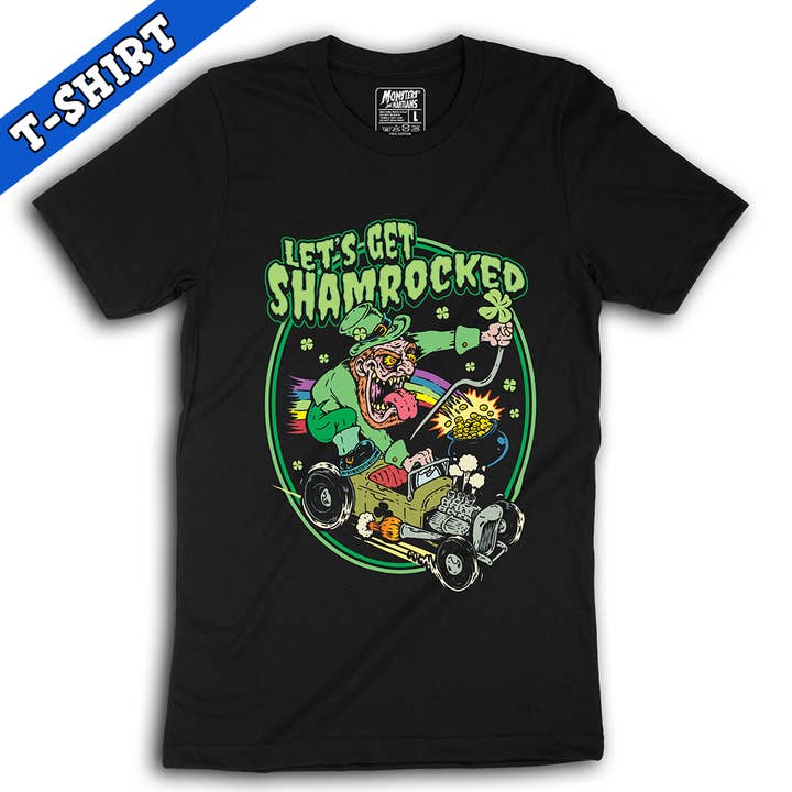 Let's Get Shamrocked Saint Patrick's Day Leprechaun-skjorte for engroshandel hos Monsters and Martians LLC