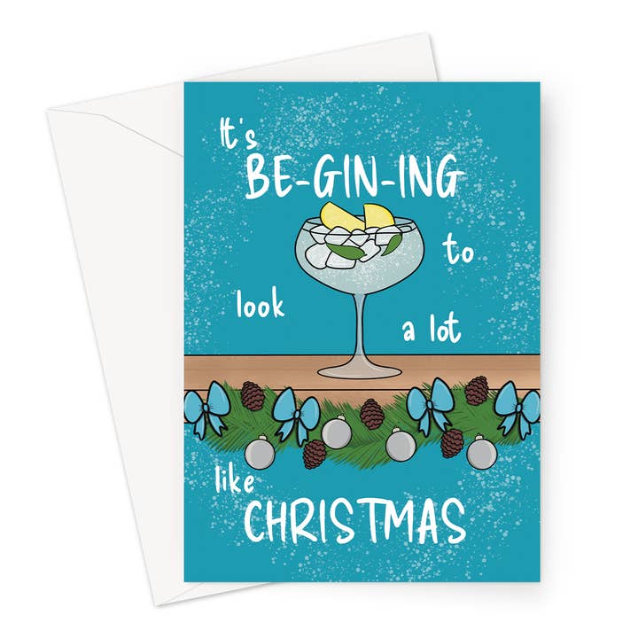 Funny Gin Christmas | 7x5" Card for wholesale by Cupsie's Creations