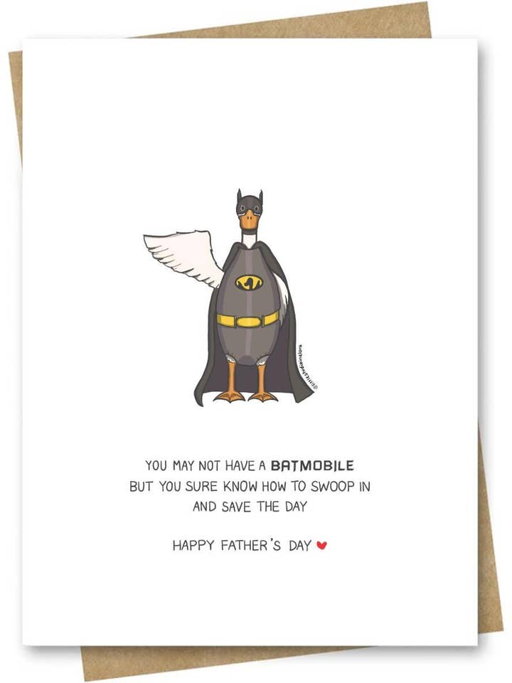 Cute Father's Day Card — Superhero Duck Batman for wholesale by LittleStudioInElora