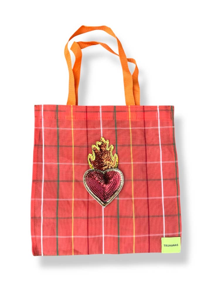 Mittlere Tote-Bag Herz Orange für den Großhandel von Truhanas