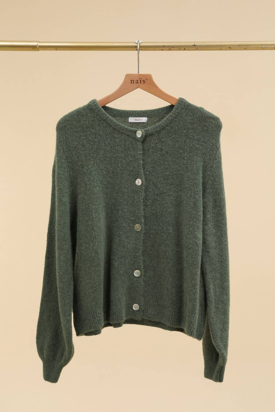 NAÏS PARIS - Wholesale Cardigan - Women's - SUPER FINE ALPACA SHORT BUTTON CREW NECK CARDIGAN15