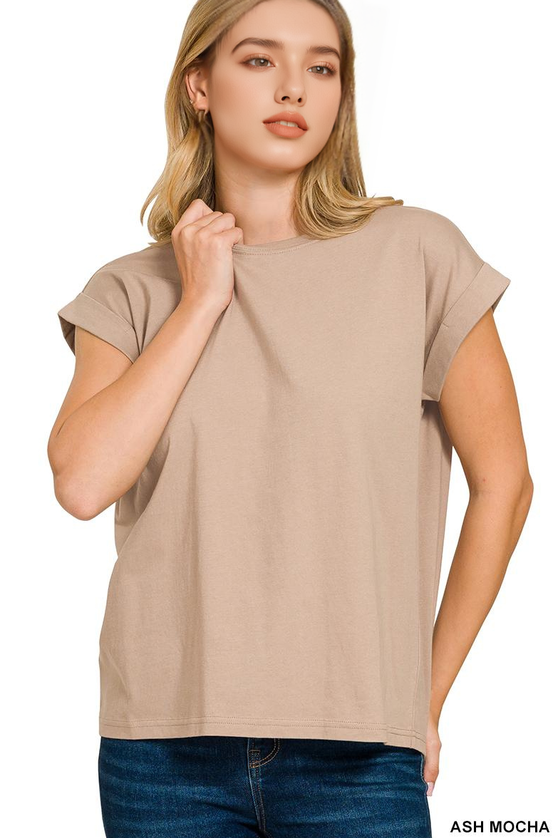 42POPS - Wholesale T-Shirt - Women's - `.Round Neck Folded Short Sleeve T Shirt18