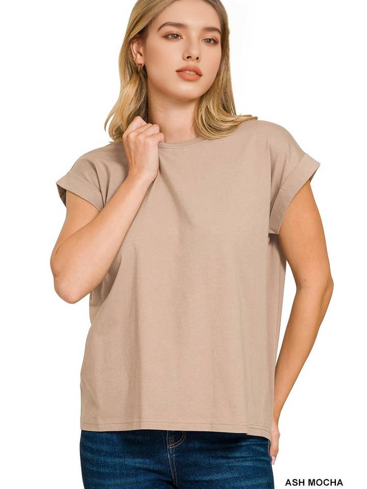42POPS - Wholesale T-shirt – women's - `.Round Neck Folded Short Sleeve T Shirt18