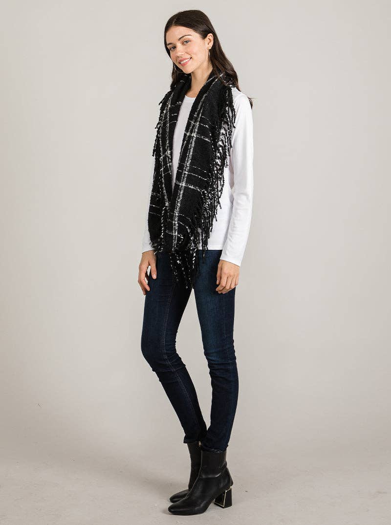 Wild Honey - Wholesale Scarf - Women's - Mix Tone Plaid Fringe Double Loop Infinity Scarf3