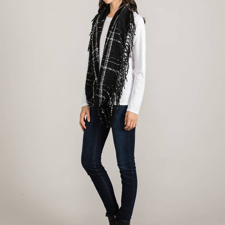 Wild Honey - Wholesale Scarf - Women's - Mix Tone Plaid Fringe Double Loop Infinity Scarf3