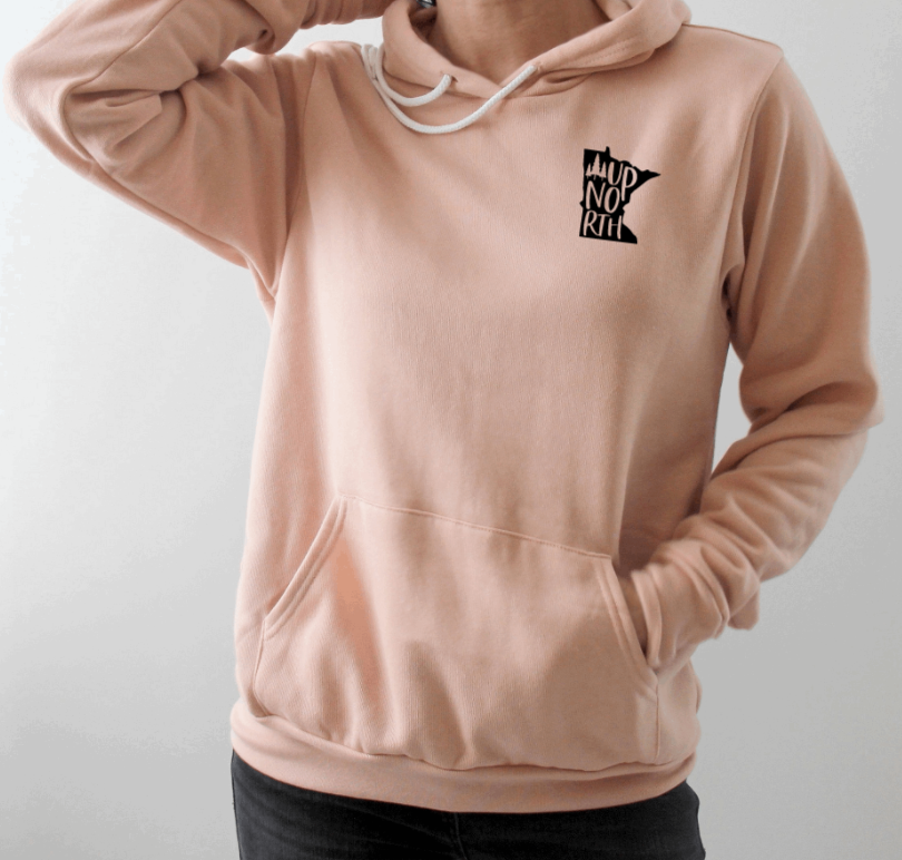 Tron Tron Graphic Wear - Vente Sweat à capuche – femme - Sweat à capuche à motif de poche à encre noire Up North Minnesota #E15