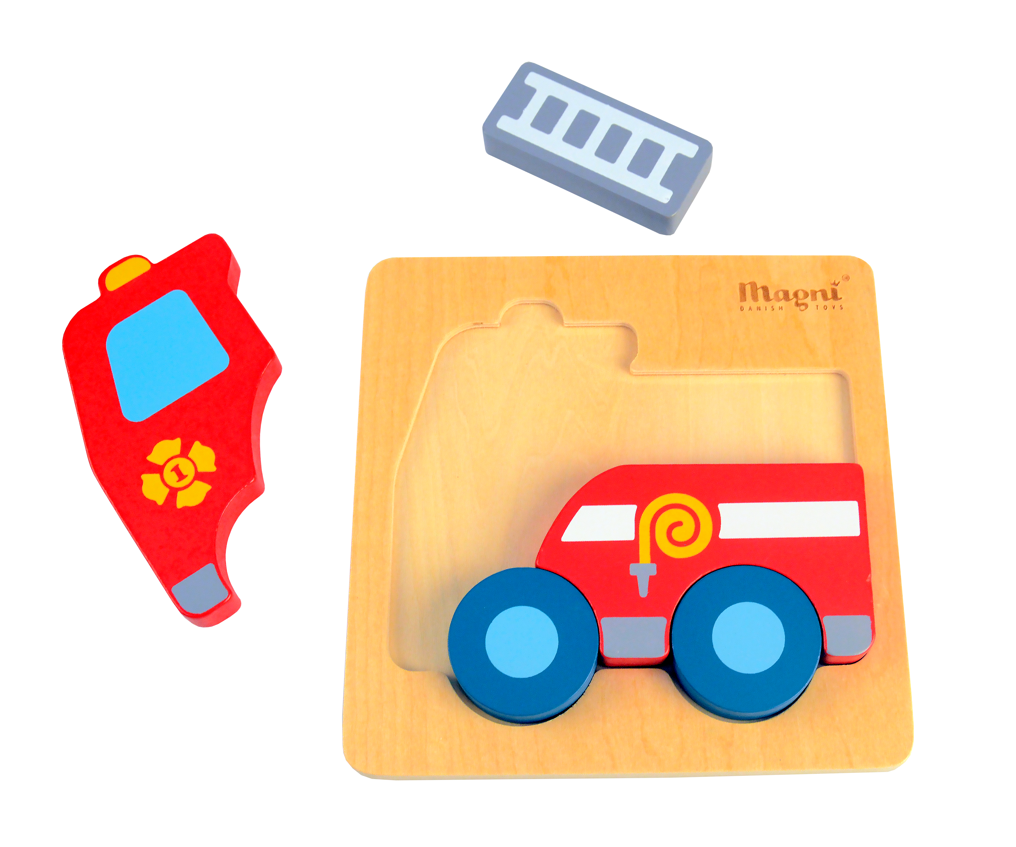 Magni ApS - Venta al por mayor Puzle - Niños - Puzzle de camión de bomberos en madera 100% FSC1