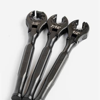 Tribus Tools Ratcheting Flare Nut Wrench Set, 3/8, 7/16, 1/2 Inch