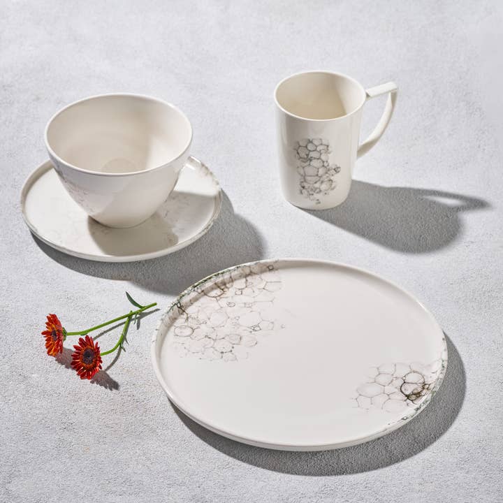 Vikko Classic - Raindrop Black, Fin Porcelæn 16 stk. sæt for engroshandel hos Kadra Kitchenware