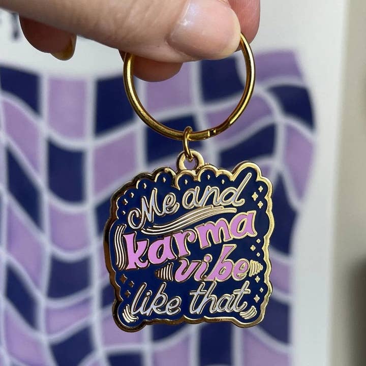 MangoIllustrated - Wholesale Keychain - Unisex - Me and Karma Vibe Like That enamel keychain0