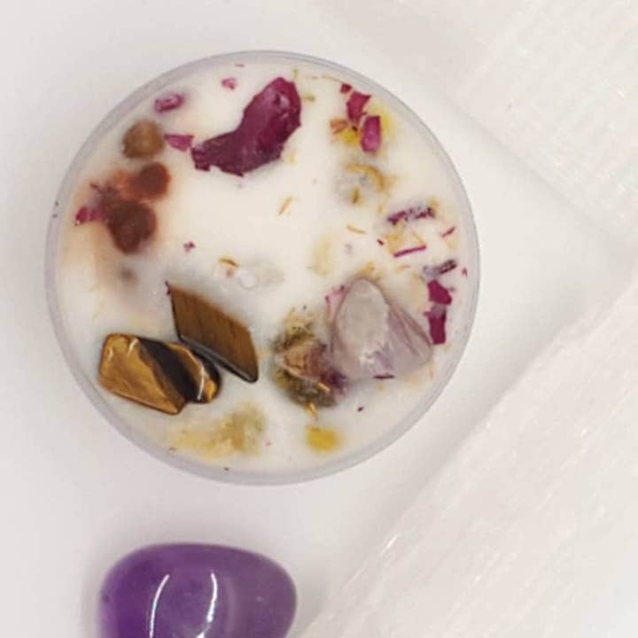 Riverside Grace Candle Co. - Wholesale Tea Light Candles - Love, Luck & Money - Three Graces Crystal Tealight Candle