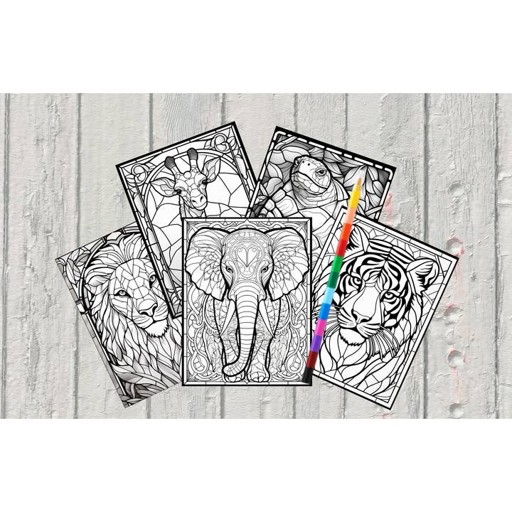 Mystical Monkey Toes - Wholesale Coloring & Activity Book - Adult - Beautiful Animals Coloring Sheets With Stackable Crayon