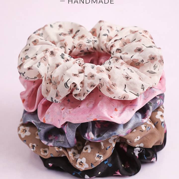 Katoenen scrunchies Pink Flower voor wholesale door Kids4trendy