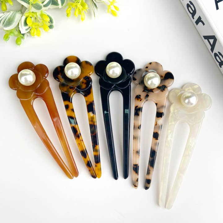 Elegante horquilla de flores y perlas para venta al por mayor de TheDivaSoap