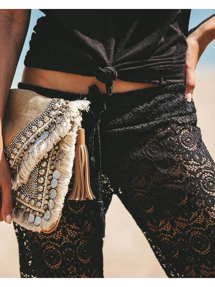 Queen Fashion – Engroshandel Strandbadekåbe – Dame – hule hæklede blondebukser med snor13