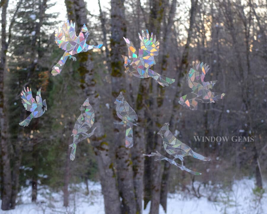 Window Gems - Wholesale Suncatcher - Cardinal Window Prismatic Decals - bird strike prevention3