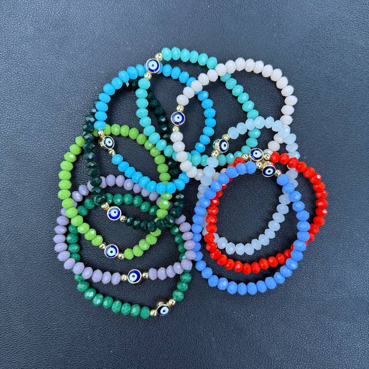 Loli - Wholesale Beaded Bracelet - Stretchy Bracelet |10 Color Mix Set | Evil Eye 6 mm Stone 2