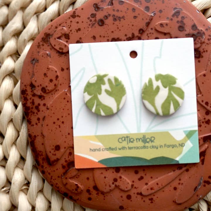Catie Miller Ceramics - Wholesale Stud/Post Earrings - Green Daisy Stud Post Earrings - Wholesale1