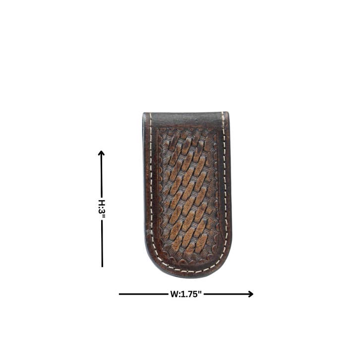 Leather Impressions Inc - Wholesale Money Clip - Unisex - American Bison Tooled Leather Magnetic Money Clip