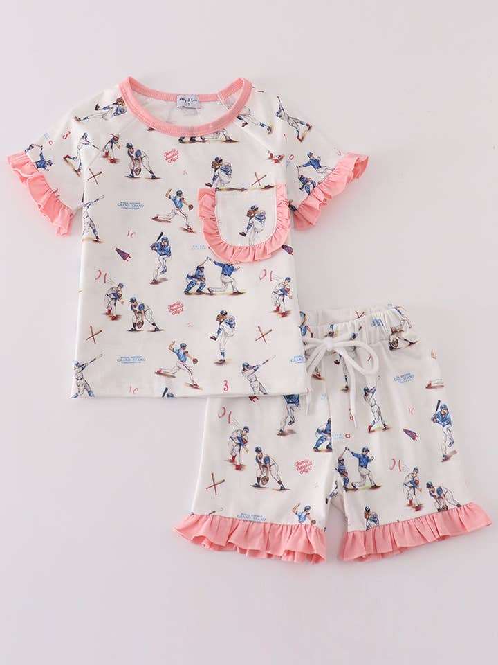 Aspen Rain Boutique - Wholesale Sleepwear Set - Kids - Baseball print girl pajam set