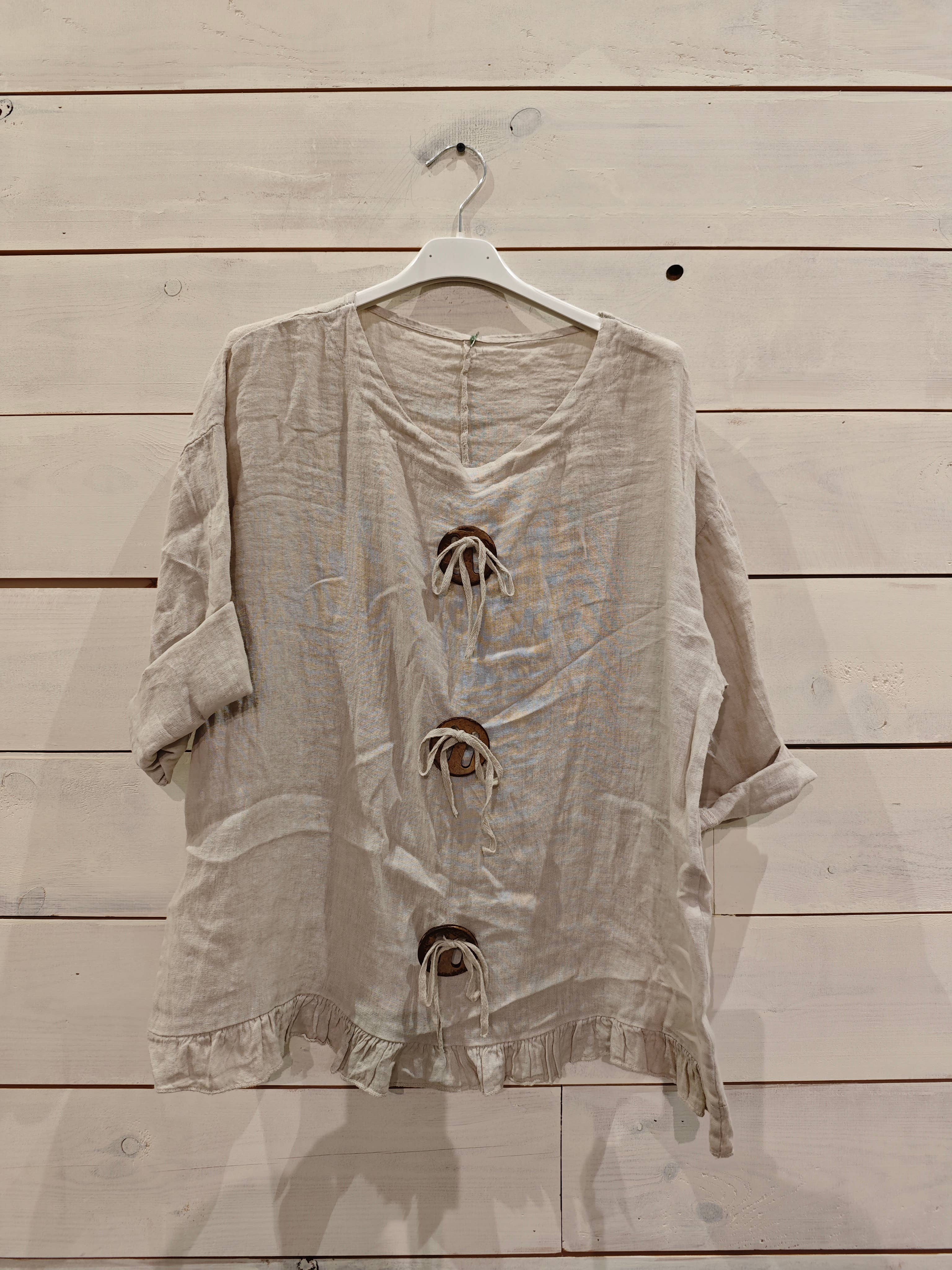 Linos y Textiles – wholesale Blus - Dam – Ringblus i 100 % linne12