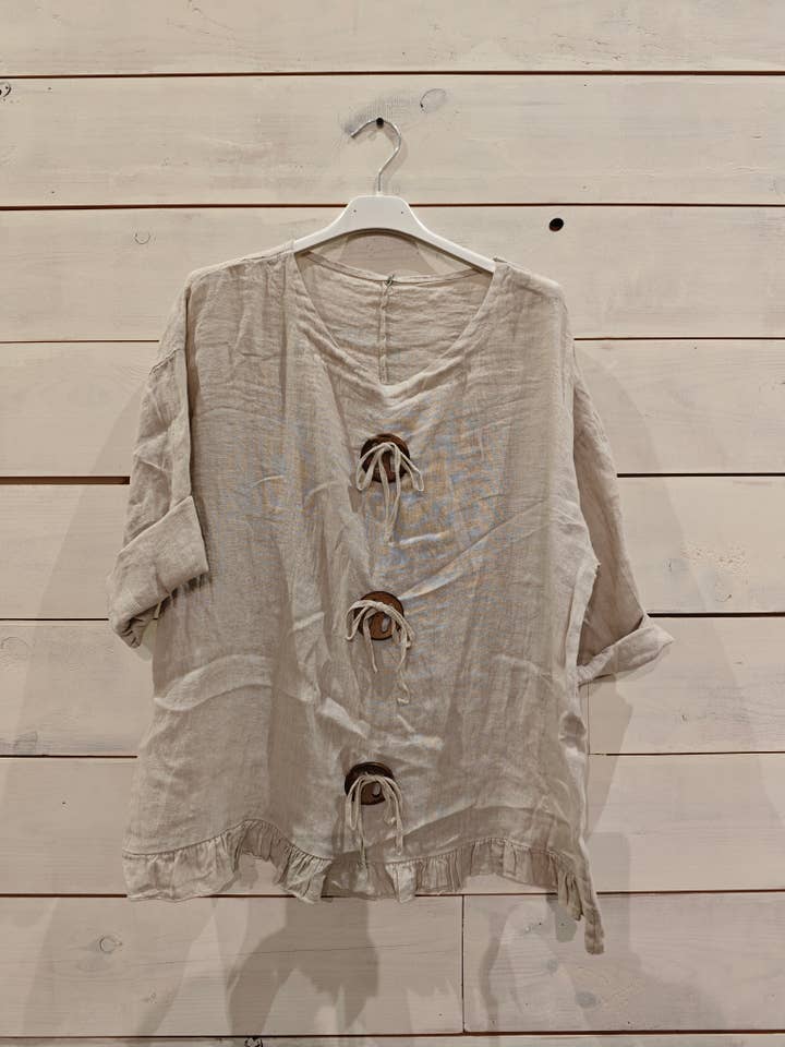 Linos y Textiles – wholesale Blus - Dam – Ringblus i 100 % linne12