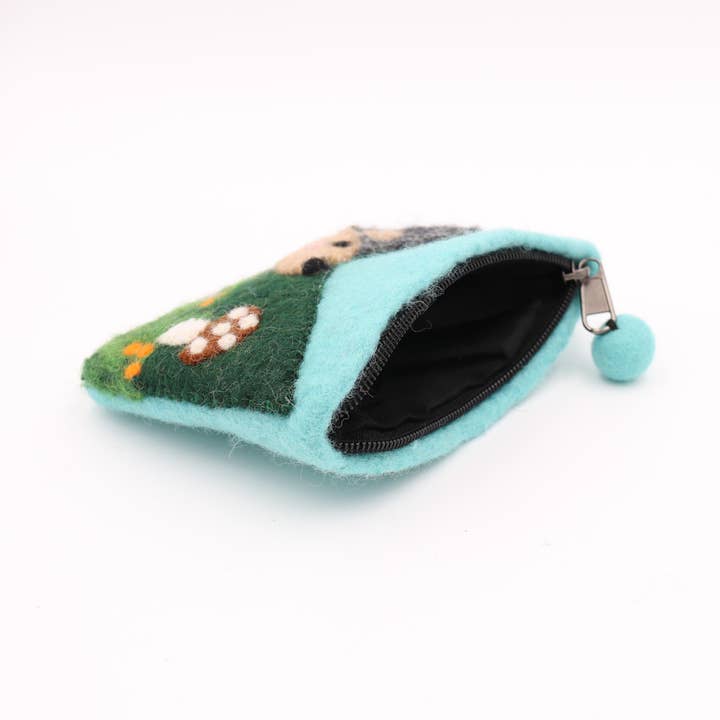 Sparkle Being - Wholesale Coin Purse - Women's - Happy Hedgehog Felt Wallet - Wool Felt Pouch Hand Carry Coin Purse4